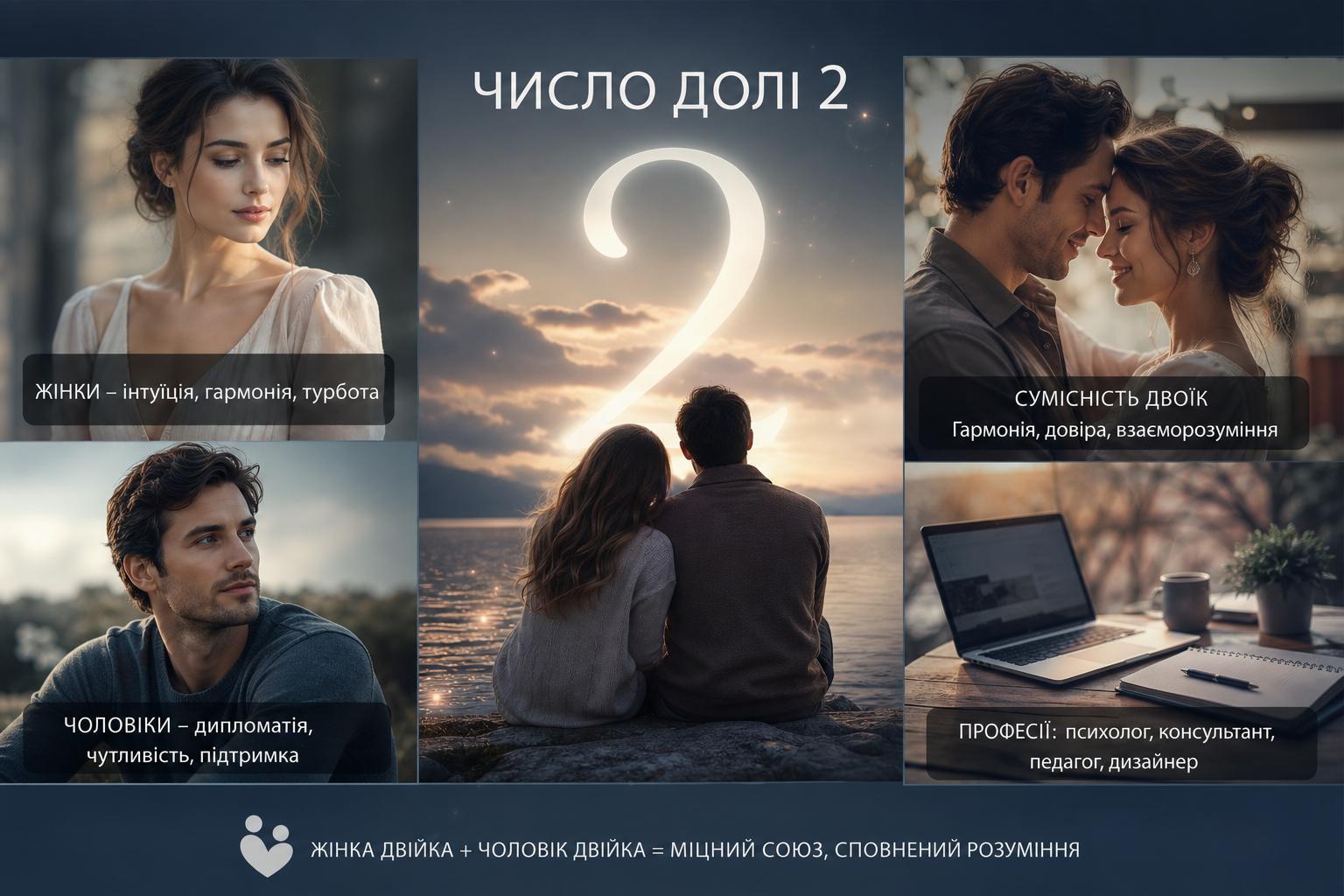 Значення числа долі 2: опис для жінок і чоловіків, сумісність і професії. Сумісність жінки двійки і чоловіка двійки Значення числа долі 2: опис для жінок і чоловіків, сумісність і професії. Сумісність жінки двійки і чоловіка двійки