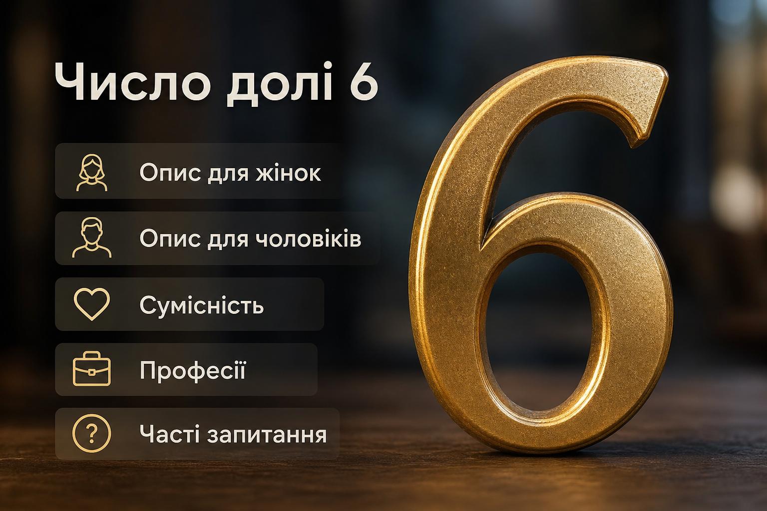 Значення числа долі 6: опис для жінок і чоловіків, сумісність і професії. Часті запитання про число долі 6 Значення числа долі 6: опис для жінок і чоловіків, сумісність і професії. Часті запитання про число долі 6
