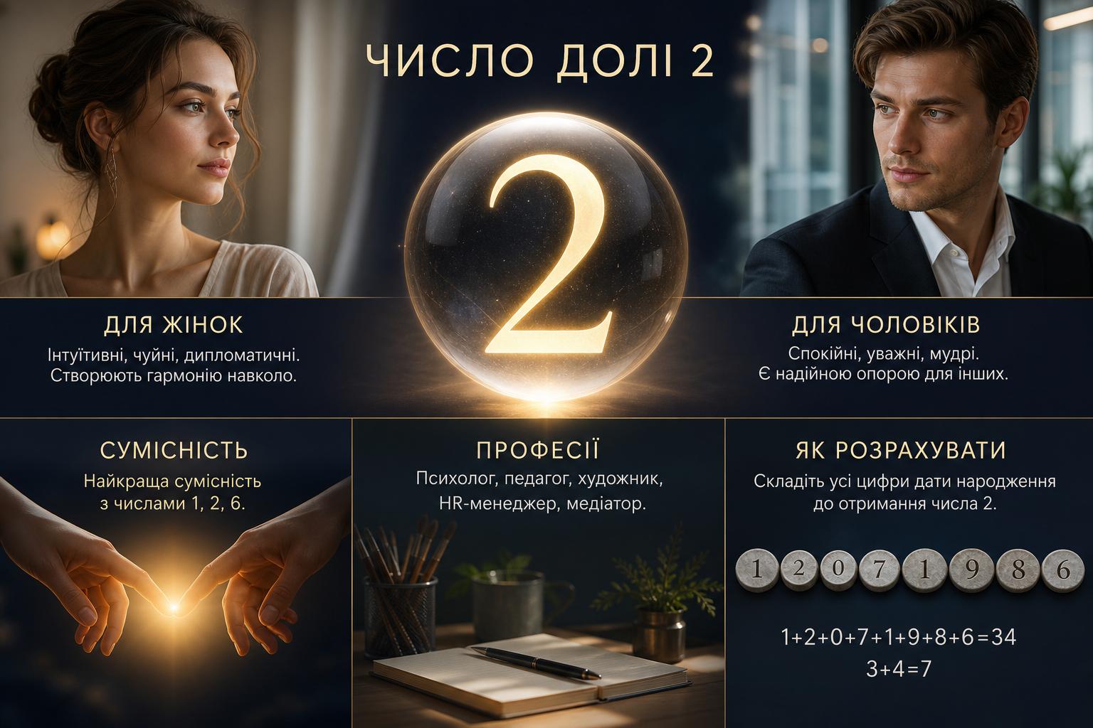 Значення числа долі 2: опис для жінок і чоловіків, сумісність і професії. Як розрахувати число долі 2 Значення числа долі 2: опис для жінок і чоловіків, сумісність і професії. Як розрахувати число долі 2