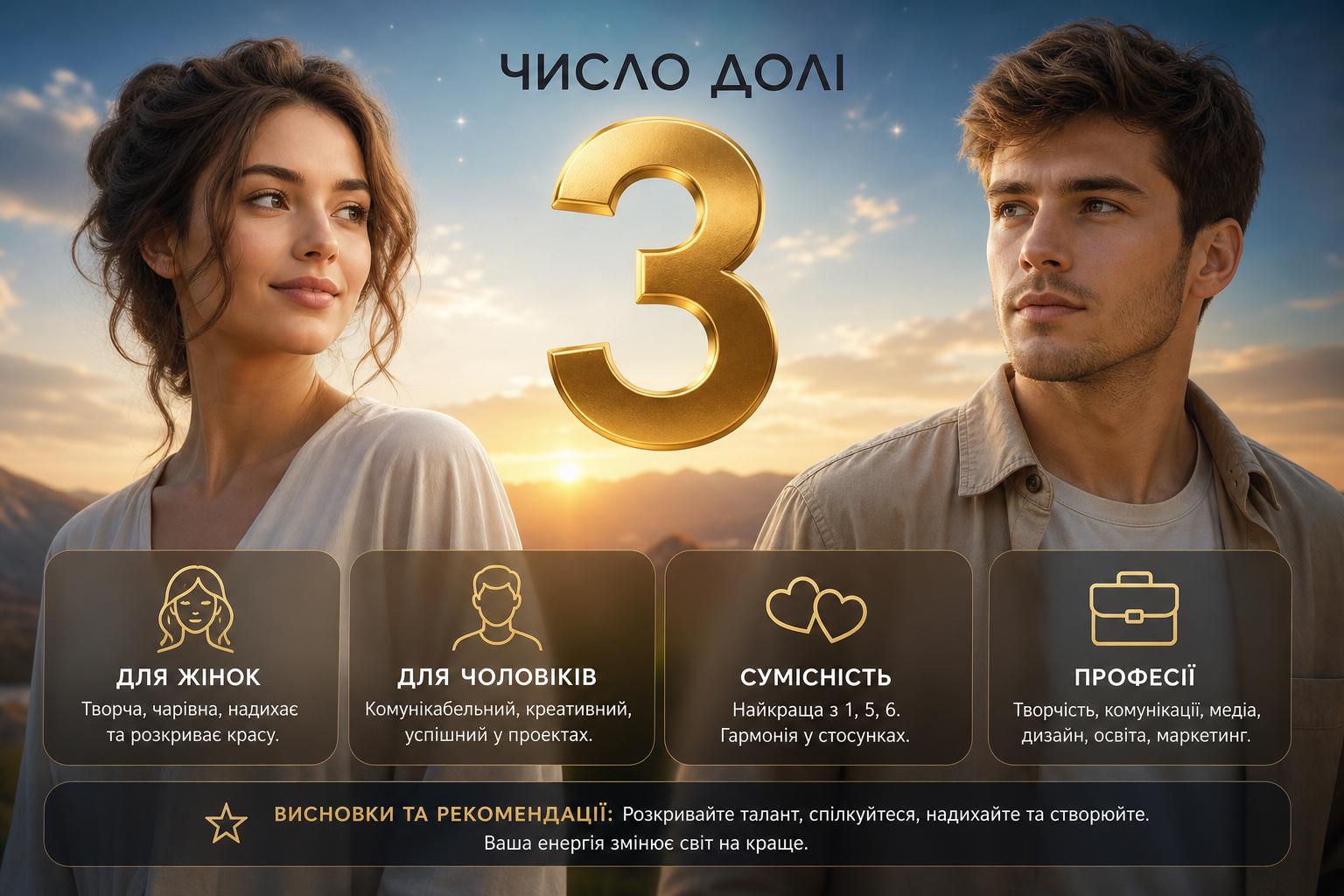 Значення числа долі 3: опис для жінок і чоловіків, сумісність і професії. Число долі 3: висновки та рекомендації Значення числа долі 3: опис для жінок і чоловіків, сумісність і професії. Число долі 3: висновки та рекомендації