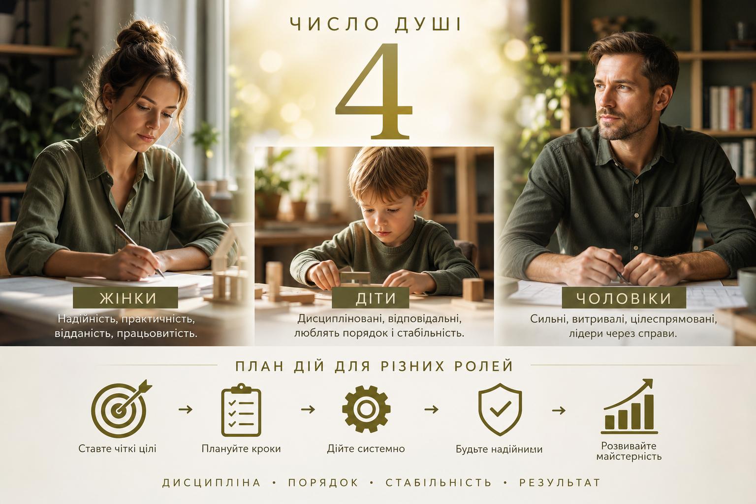 Число душі 4: значення, характеристика жінок, чоловіків і дітей. Короткий план дій для різних життєвих ролей Число душі 4: значення, характеристика жінок, чоловіків і дітей. Короткий план дій для різних життєвих ролей