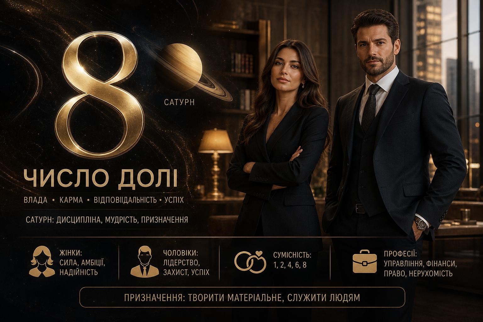 Значення числа долі 8: опис для жінок і чоловіків, сумісність і професії. Духовні та кармічні аспекти: сатурн в нумерології та призначення Значення числа долі 8: опис для жінок і чоловіків, сумісність і професії. Духовні та кармічні аспекти: сатурн в нумерології та призначення