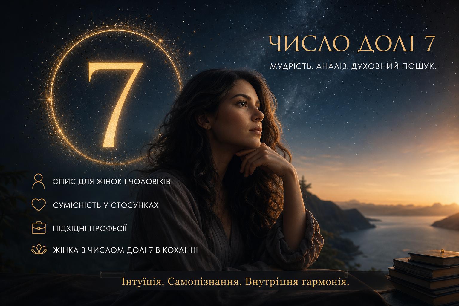 Значення числа долі 7: опис для жінок і чоловіків, сумісність і професії. Жінка з числом долі 7 в коханні Значення числа долі 7: опис для жінок і чоловіків, сумісність і професії. Жінка з числом долі 7 в коханні